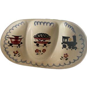 Stangl Pottery Kiddieware Mealtime Train Special 3 Section Divided Dish VTG CHIP